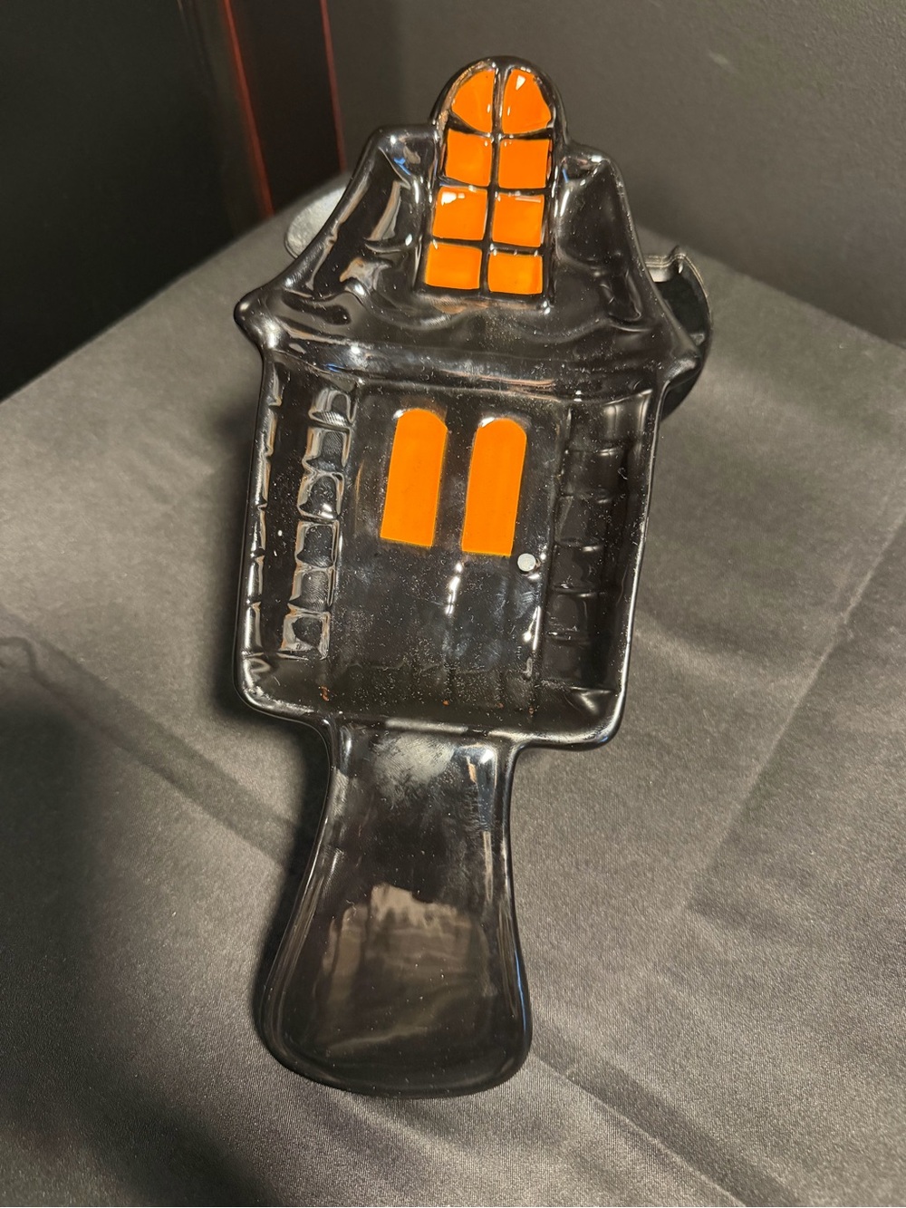 Haunted House Spoon Rest with Orange Window & Door Accents. NEW